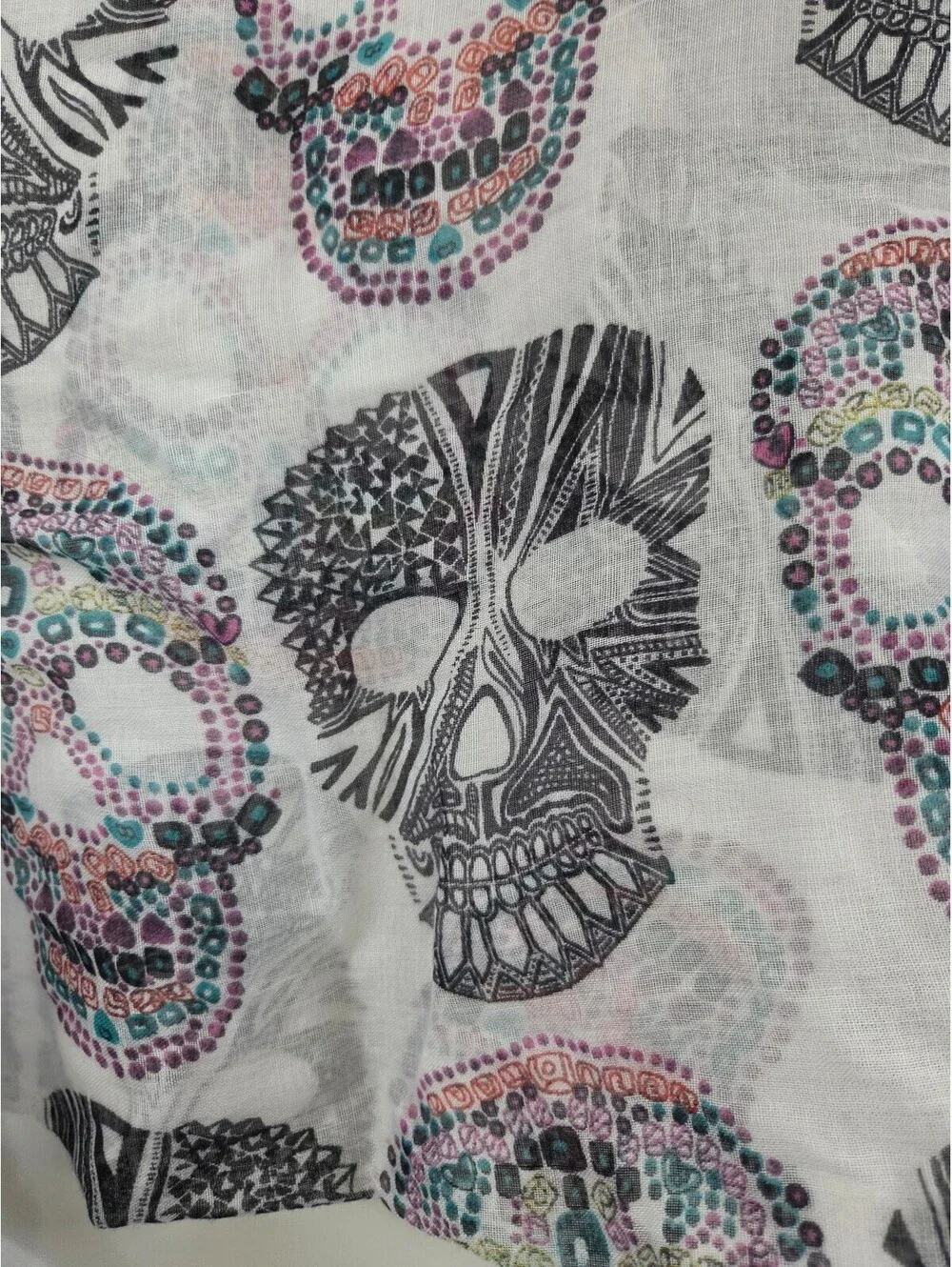 Lina & Lilly Sheer Skull Print Shawl Scarf Wrap 36x37 Inches